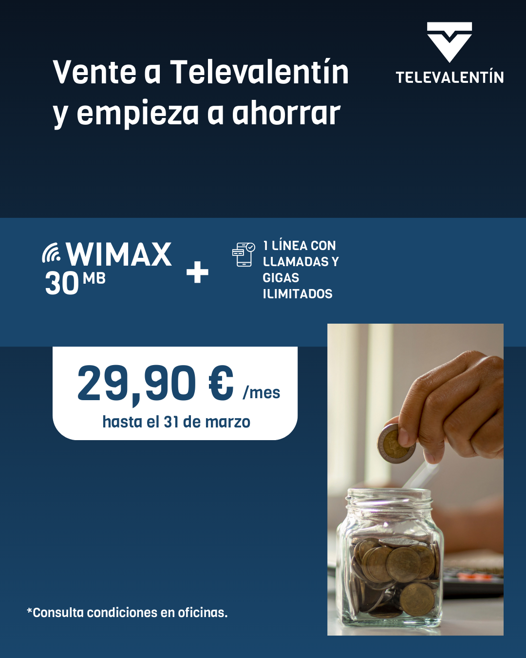 WiMAX 30 MB + 1 linea movil con llamadas y gigas ilimitados